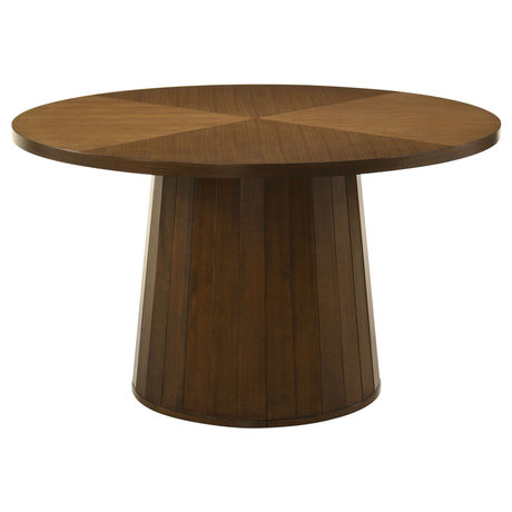 Galindo Walnut 52-inch Round Walnut Veneer Dining Table by Coaster at Eve Furniture