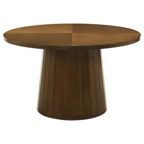 Galindo Walnut 52-inch Round Walnut Veneer Dining Table by Coaster at Eve Furniture