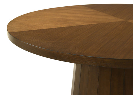 Galindo Walnut 52-inch Round Walnut Veneer Dining Table by Coaster at Eve Furniture