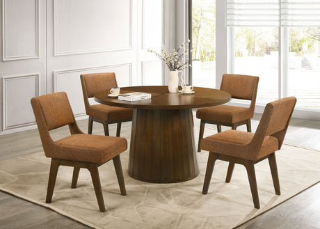 Galindo Walnut 52-inch Round Walnut Veneer Dining Table by Coaster at Eve Furniture