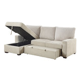 Gallatin Beige 2-Piece Sectional with Left Chaise, Pull-out Bed and Hidden Storage by Homelegance at Eve Furniture