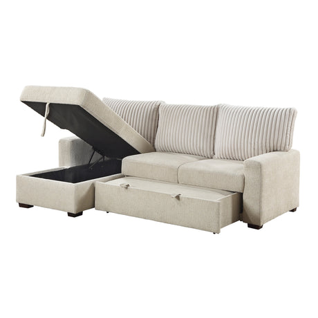Gallatin Beige 2-Piece Sectional with Left Chaise, Pull-out Bed and Hidden Storage by Homelegance at Eve Furniture