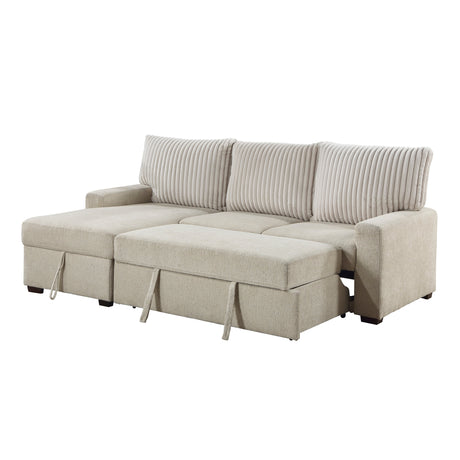 Gallatin Beige 2-Piece Sectional with Left Chaise, Pull-out Bed and Hidden Storage by Homelegance at Eve Furniture