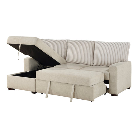 Gallatin Beige 2-Piece Sectional with Left Chaise, Pull-out Bed and Hidden Storage by Homelegance at Eve Furniture