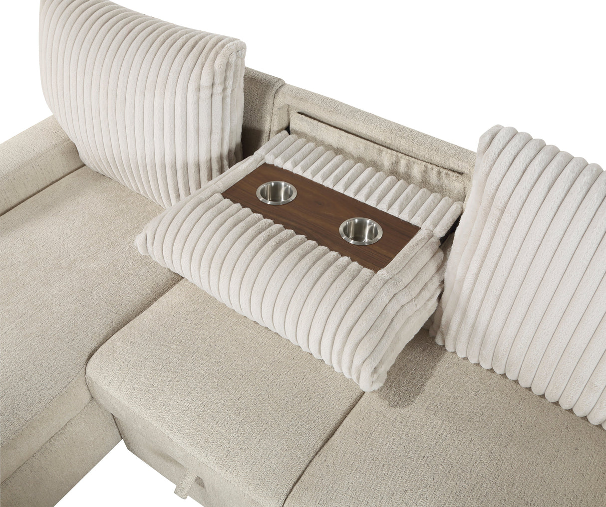 Gallatin Beige 2-Piece Sectional with Left Chaise, Pull-out Bed and Hidden Storage by Homelegance at Eve Furniture