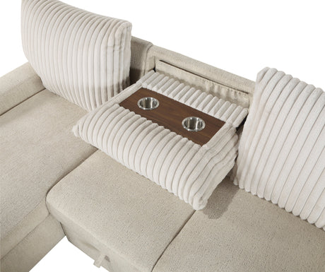 Gallatin Beige 2-Piece Sectional with Left Chaise, Pull-out Bed and Hidden Storage by Homelegance at Eve Furniture