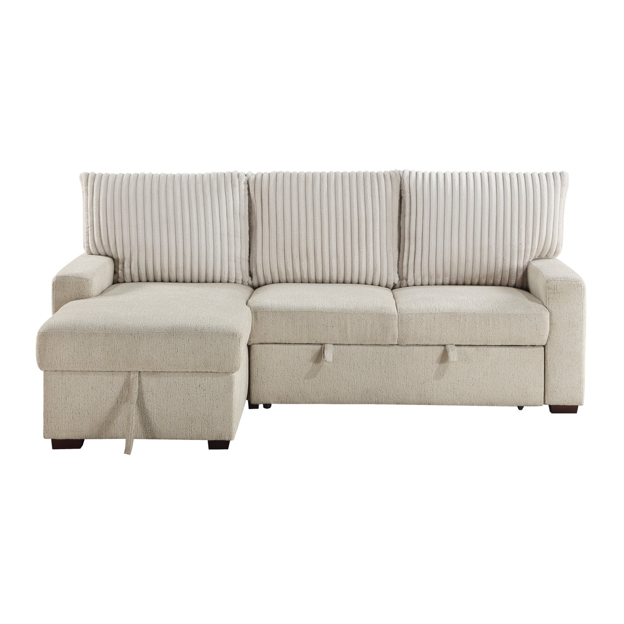 Gallatin Beige 2-Piece Sectional with Left Chaise, Pull-out Bed and Hidden Storage by Homelegance at Eve Furniture