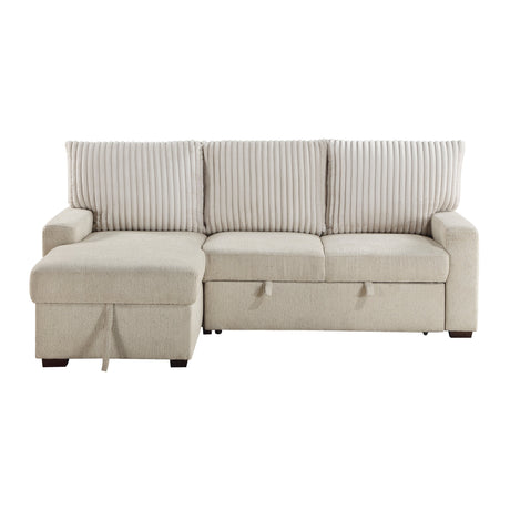 Gallatin Beige 2-Piece Sectional with Left Chaise, Pull-out Bed and Hidden Storage by Homelegance at Eve Furniture