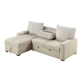 Gallatin Beige 2-Piece Sectional with Left Chaise, Pull-out Bed and Hidden Storage by Homelegance at Eve Furniture