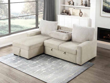 Gallatin Beige 2-Piece Sectional with Left Chaise, Pull-out Bed and Hidden Storage by Homelegance at Eve Furniture