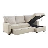 Gallatin Beige 2-Piece Sectional with Right Chaise, Pull-out Bed and Hidden Storage by Homelegance at Eve Furniture