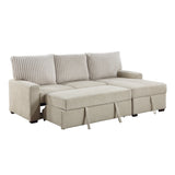 Gallatin Beige 2-Piece Sectional with Right Chaise, Pull-out Bed and Hidden Storage by Homelegance at Eve Furniture