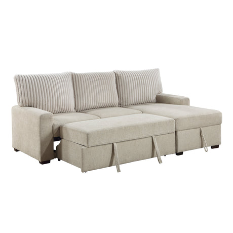 Gallatin Beige 2-Piece Sectional with Right Chaise, Pull-out Bed and Hidden Storage by Homelegance at Eve Furniture