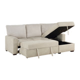 Gallatin Beige 2-Piece Sectional with Right Chaise, Pull-out Bed and Hidden Storage by Homelegance at Eve Furniture