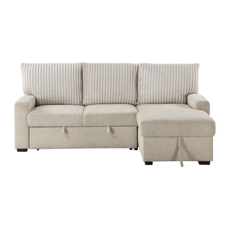 Gallatin Beige 2-Piece Sectional with Right Chaise, Pull-out Bed and Hidden Storage by Homelegance at Eve Furniture