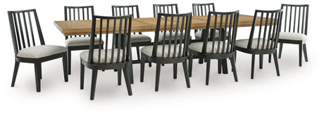 Galliden Black/Brown Extendable Dining Table and 10 Chairs by Ashley at Eve Furniture