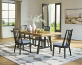 Galliden Black/Brown Extendable Dining Table and 4 Chairs by Ashley at Eve Furniture