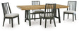 Galliden Black/Brown Extendable Dining Table and 4 Chairs by Ashley at Eve Furniture