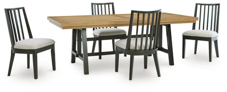 Galliden Black/Brown Extendable Dining Table and 4 Chairs by Ashley at Eve Furniture