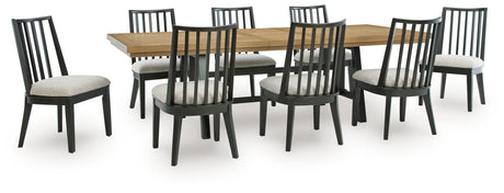 Galliden Black/Brown Extendable Dining Table and 8 Chairs by Ashley at Eve Furniture