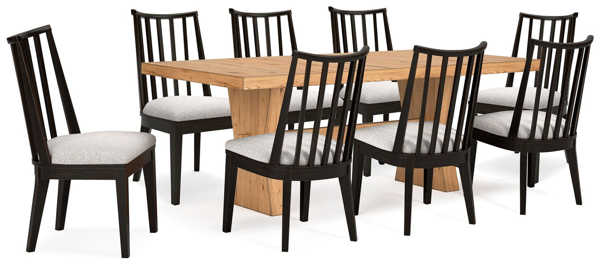 Galliden Light Brown Dining Table and 8 Chairs by Ashley at Eve Furniture