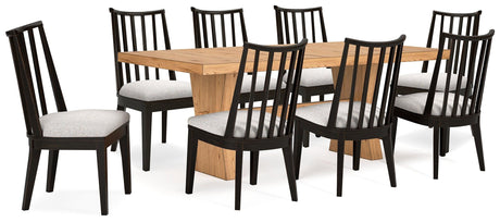 Galliden Light Brown Dining Table and 8 Chairs by Ashley at Eve Furniture