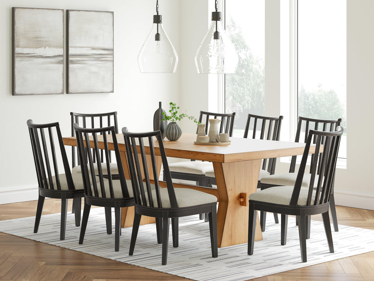 Galliden Light Brown Dining Table and 8 Chairs by Ashley at Eve Furniture