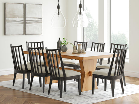 Galliden Light Brown Dining Table and 8 Chairs by Ashley at Eve Furniture