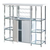 Gallimore High Glossy White/Chrome 2-Door Bar Cabinet with Glass Shelf