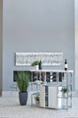 Gallimore High Glossy White/Chrome 2-Door Bar Cabinet with Glass Shelf by Coaster at Eve Furniture