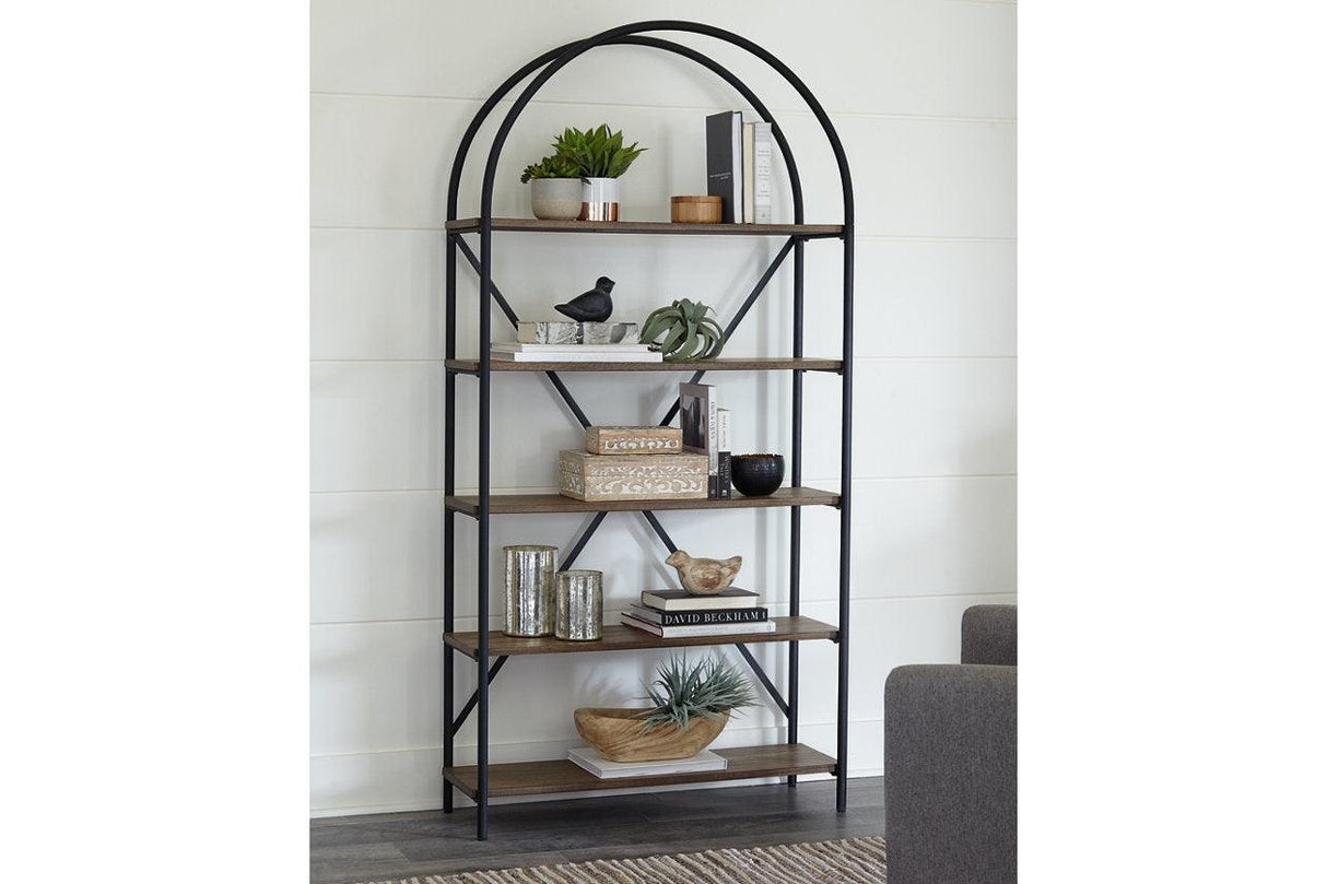 Galtbury Brown/Black Bookcase by Ashley at Eve Furniture