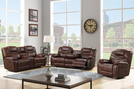 Galveston Brown Leather Reclining Living Room Set by Happy Homes at Eve Furniture