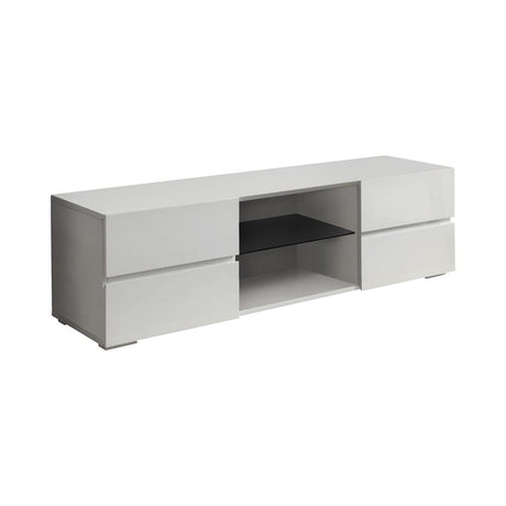 Galvin 4-Drawer TV Console Glossy White