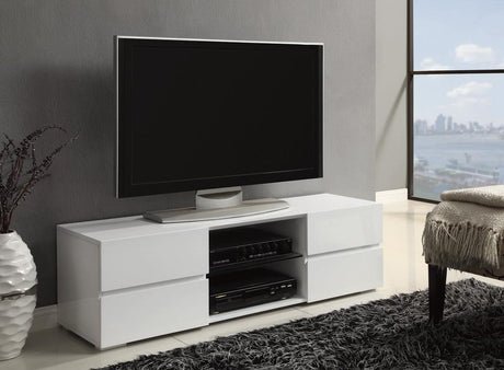 Galvin White 4-Drawer TV Console Glossy by Coaster at Eve Furniture