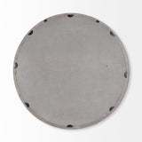 Gambit Round Gray Wash Wood Frame Wall Mirror by Mercana at Eve Furniture