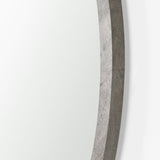 Gambit Round Gray Wash Wood Frame Wall Mirror by Mercana at Eve Furniture
