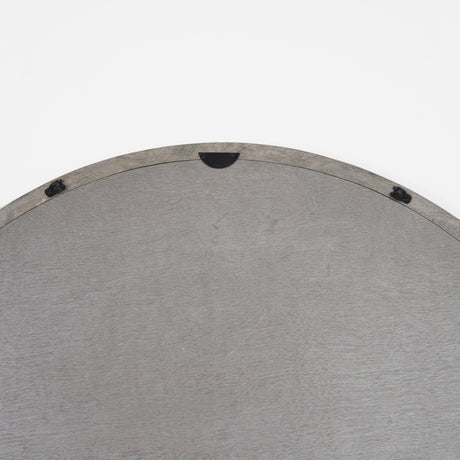 Gambit Round Gray Wash Wood Frame Wall Mirror by Mercana at Eve Furniture