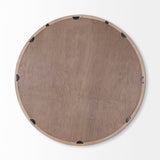 Gambit Round Light Brown Wood Frame Wall Mirror by Mercana at Eve Furniture