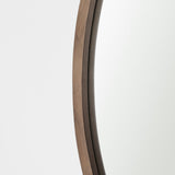 Gambit Round Light Brown Wood Frame Wall Mirror by Mercana at Eve Furniture