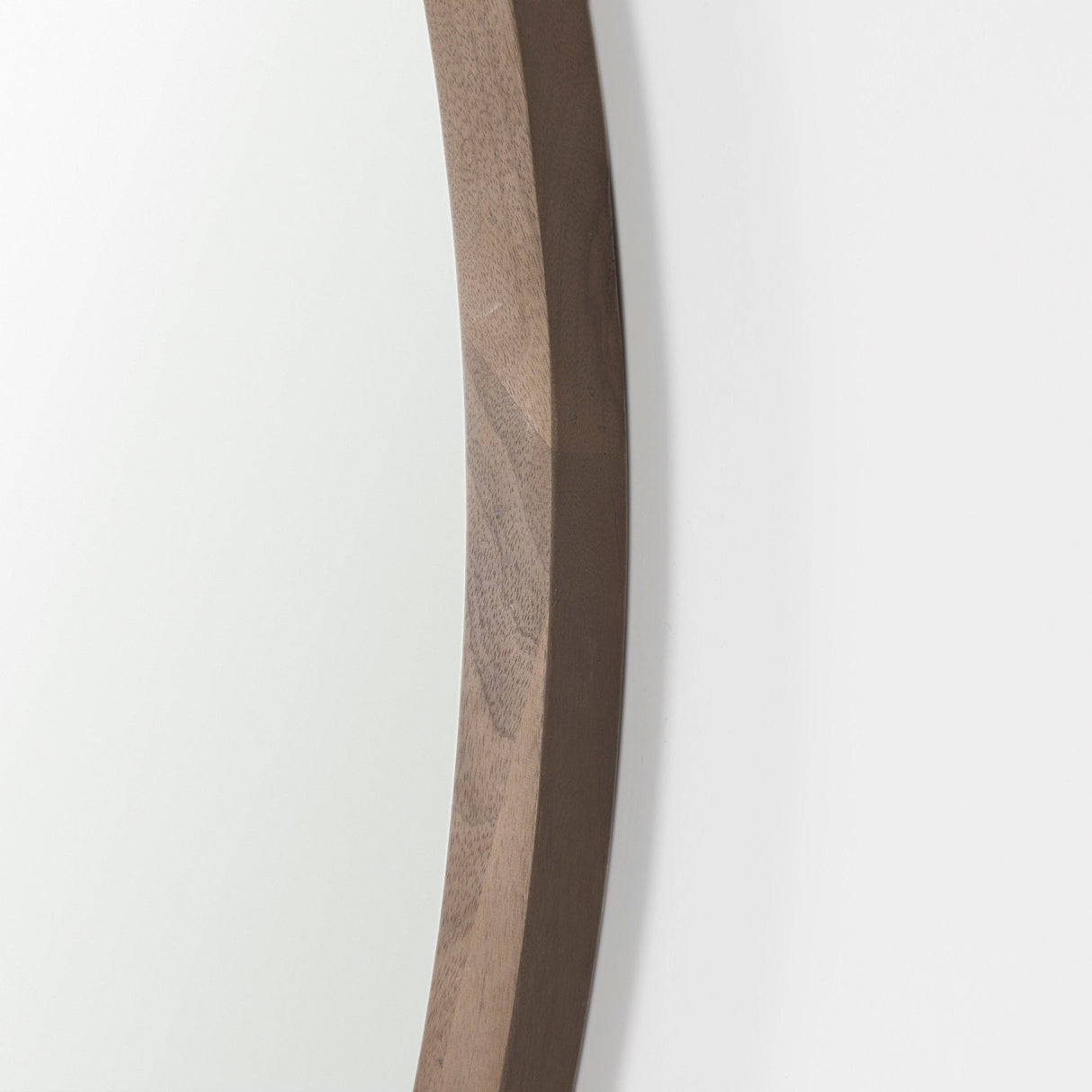 Gambit Round Light Brown Wood Frame Wall Mirror by Mercana at Eve Furniture