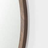 Gambit Round Light Brown Wood Frame Wall Mirror by Mercana at Eve Furniture
