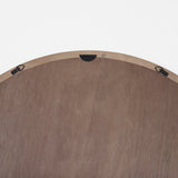 Gambit Round Light Brown Wood Frame Wall Mirror by Mercana at Eve Furniture