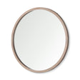 Gambit Round Light Brown Wood Frame Wall Mirror by Mercana at Eve Furniture