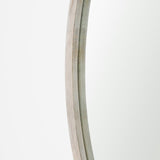 Gambit Round White Wash Wood Frame Wall Mirror by Mercana at Eve Furniture