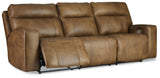 Game Plan Caramel Power Reclining Sofa