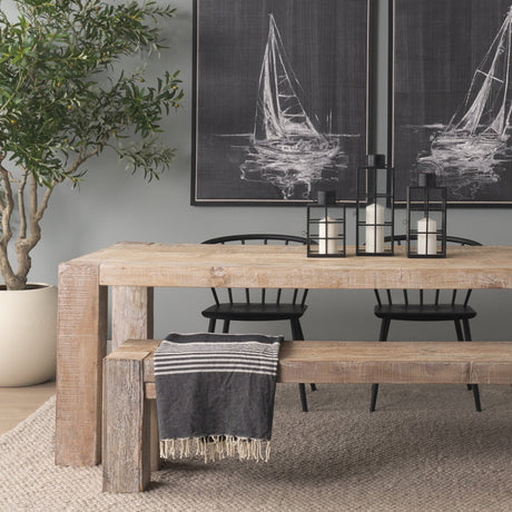 Gamfield Large Black Metal and Glass Lantern by Mercana at Eve Furniture