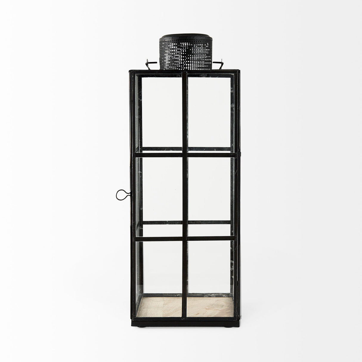 Gamfield Large Black Metal and Glass Lantern by Mercana at Eve Furniture