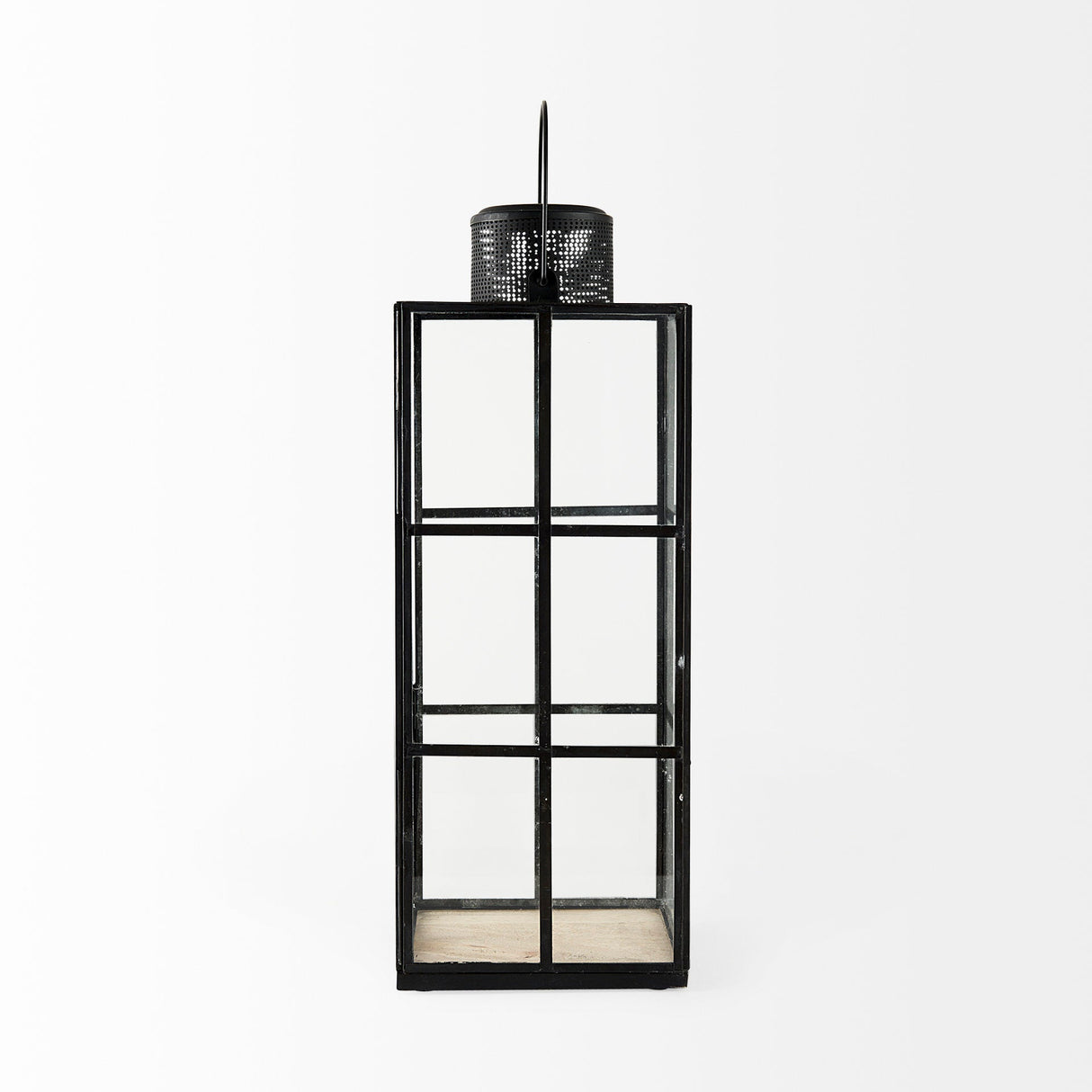 Gamfield Large Black Metal and Glass Lantern by Mercana at Eve Furniture