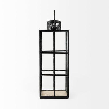Gamfield Large Black Metal and Glass Lantern by Mercana at Eve Furniture