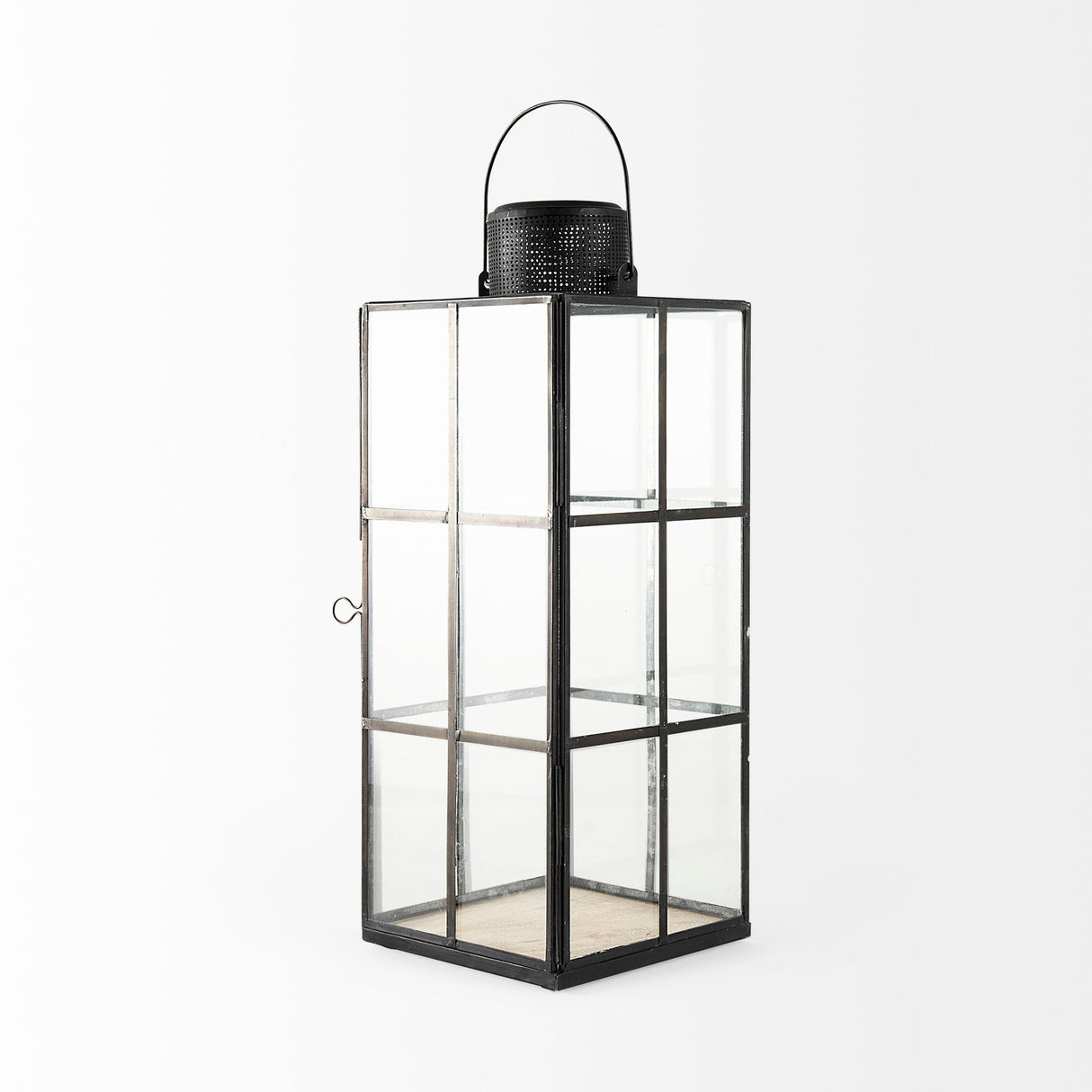 Gamfield Large Black Metal and Glass Lantern by Mercana at Eve Furniture